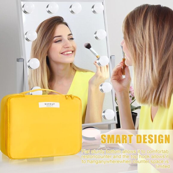 Women Yellow Travel Makeup Bag Cosmetic Bag Makeup Bag Toiletry bag - Picture 7 of 7